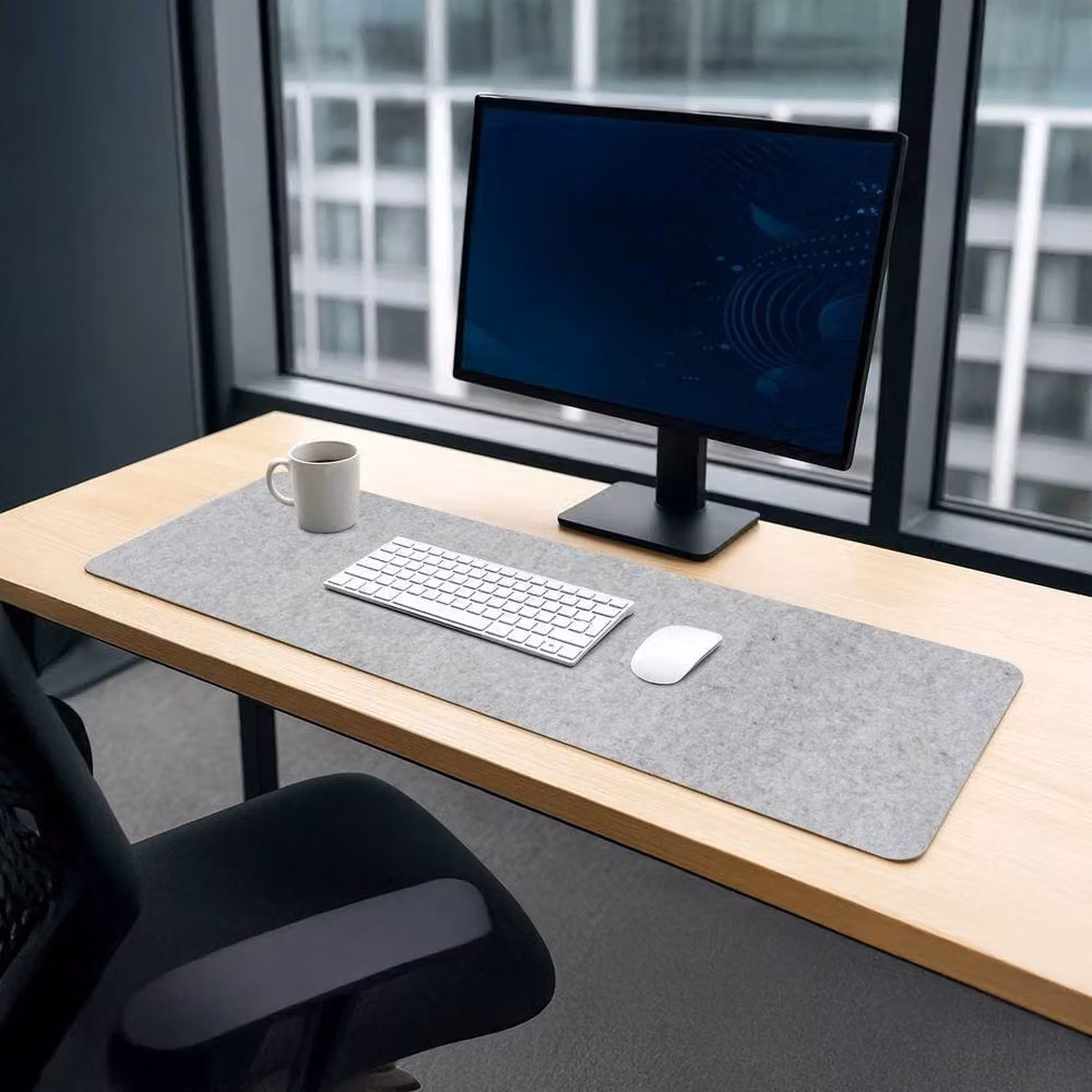 PAWNORA Non-Slip Felt Desk Mat in Light Grey – 4