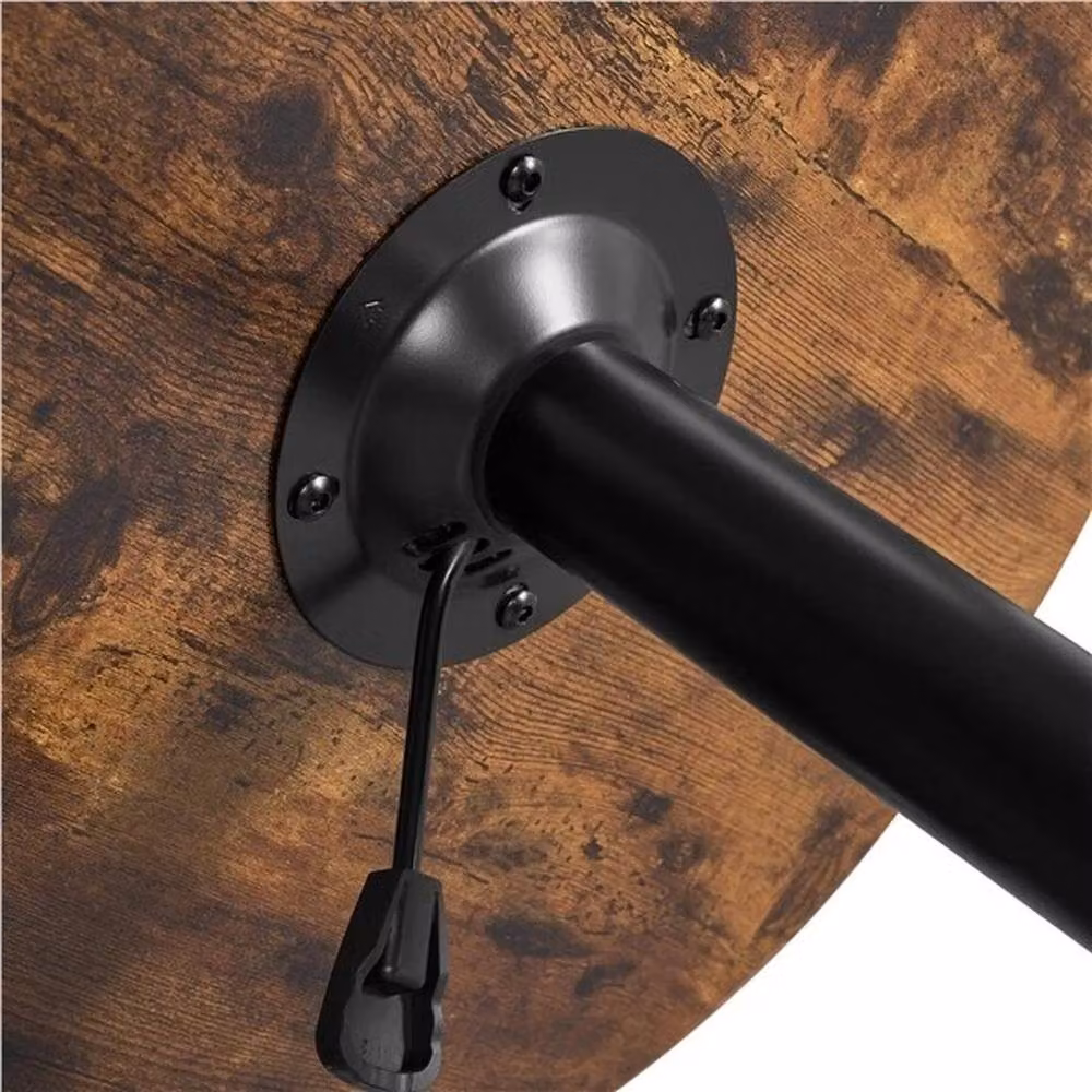 EONLION Modern Round Swivel Bar Table in Brown with Rotating Wood Top, Diameter: 100 cm – 2