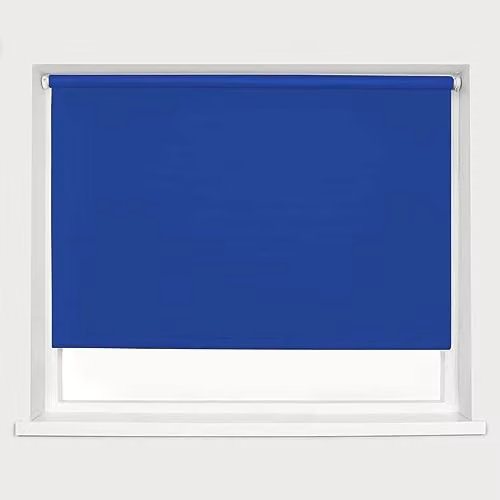 Caecus Blue Blackout Roller Blind with UV Resistance and Thermal Insulation, Width: 90 cm, Drop: 160 cm
