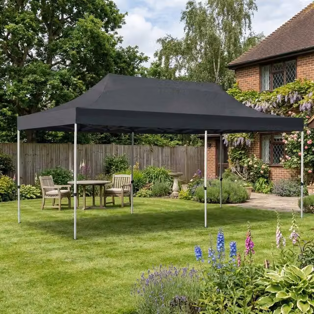 Primrose Pop Up Garden Marquee Gazebo, Grey, W: 6 m, D: 3 m, H: 3 m