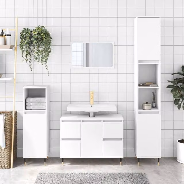 Berkfield Home White Bathroom Cabinet W/D/H: 80 x 33 x 60 cm