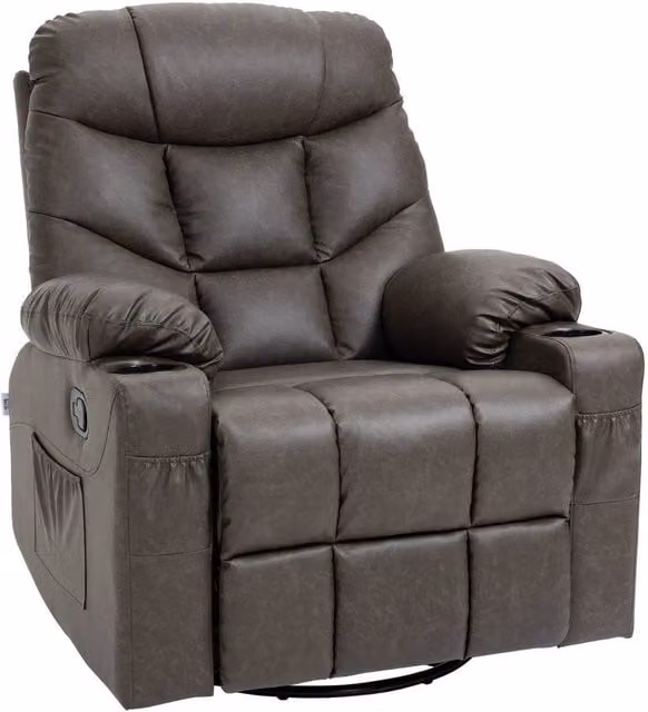 FORGEVIO Manual Recliner Chair with Footrest in Brown – 1
