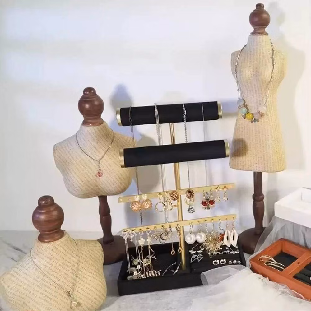 Kelvenix 3-Tier Bracelet and Necklace Display Stand Organizer in Black and Gold Multicolour – 3