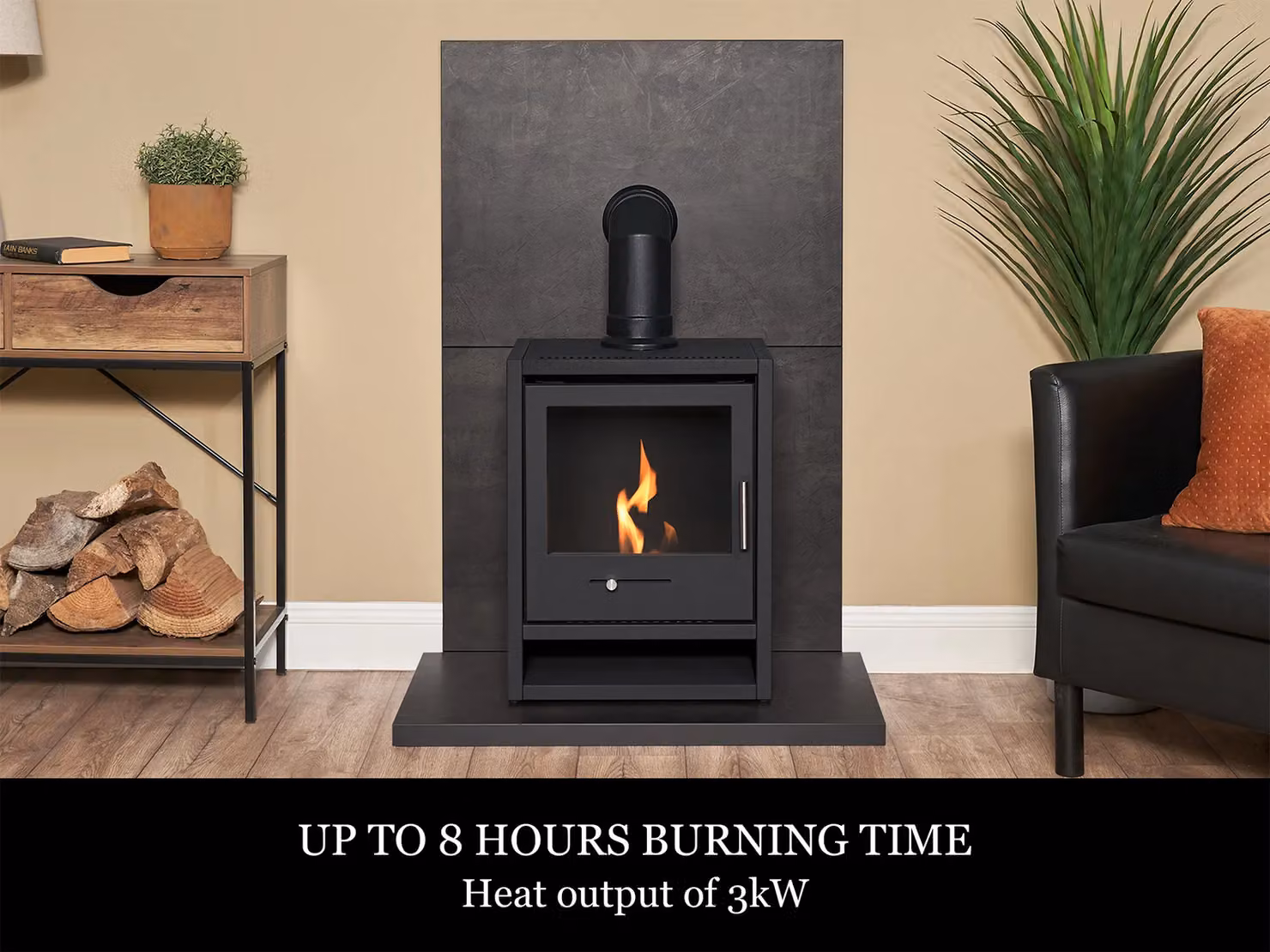 Acantha Ethanol Fireplace Set with OKO S1 Stove and Angled Pipe in Bronze Venetian Plaster Effect, Anthracite and Black – 4