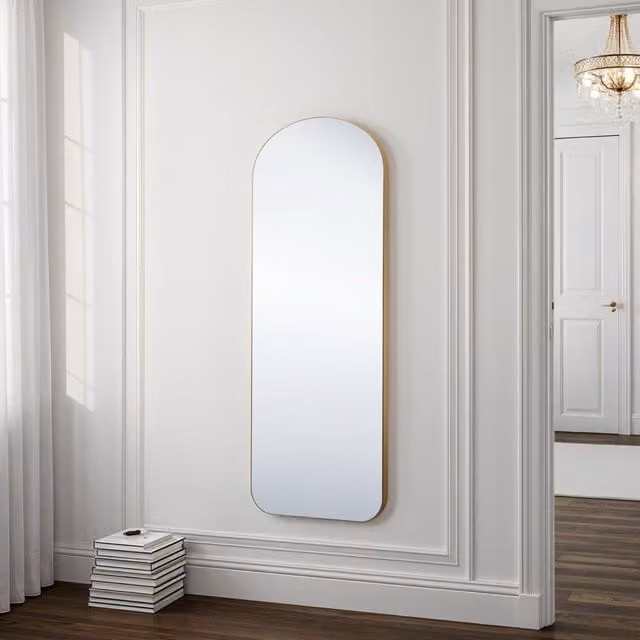 Yearn Minimalist Rectangular Wall Mirror in Gold or Black, H 150 cm x W 60 cm