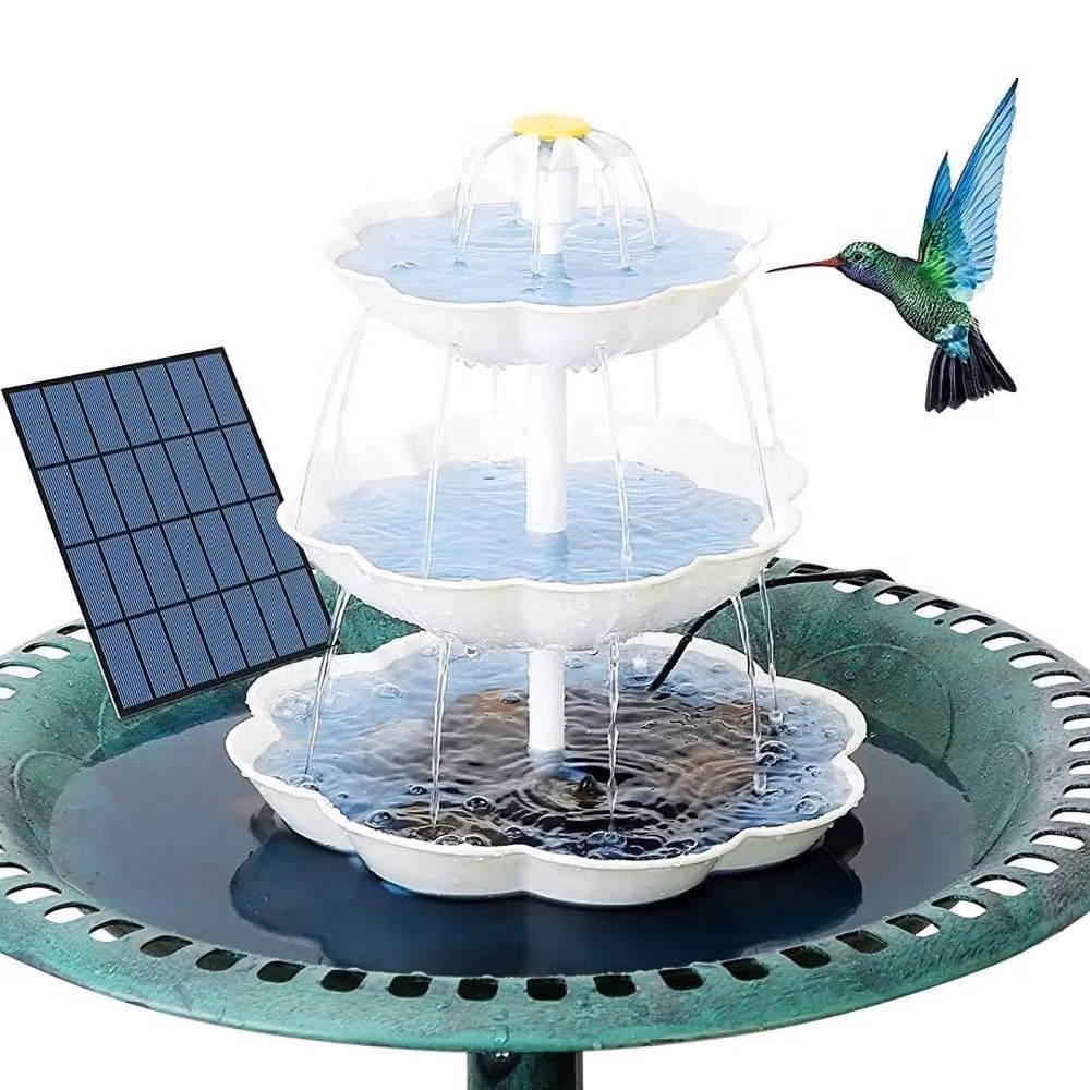 FLAVORA Green 3.5W Floating Solar Fountain Pump for Pools, Bird Baths and Ponds – 4
