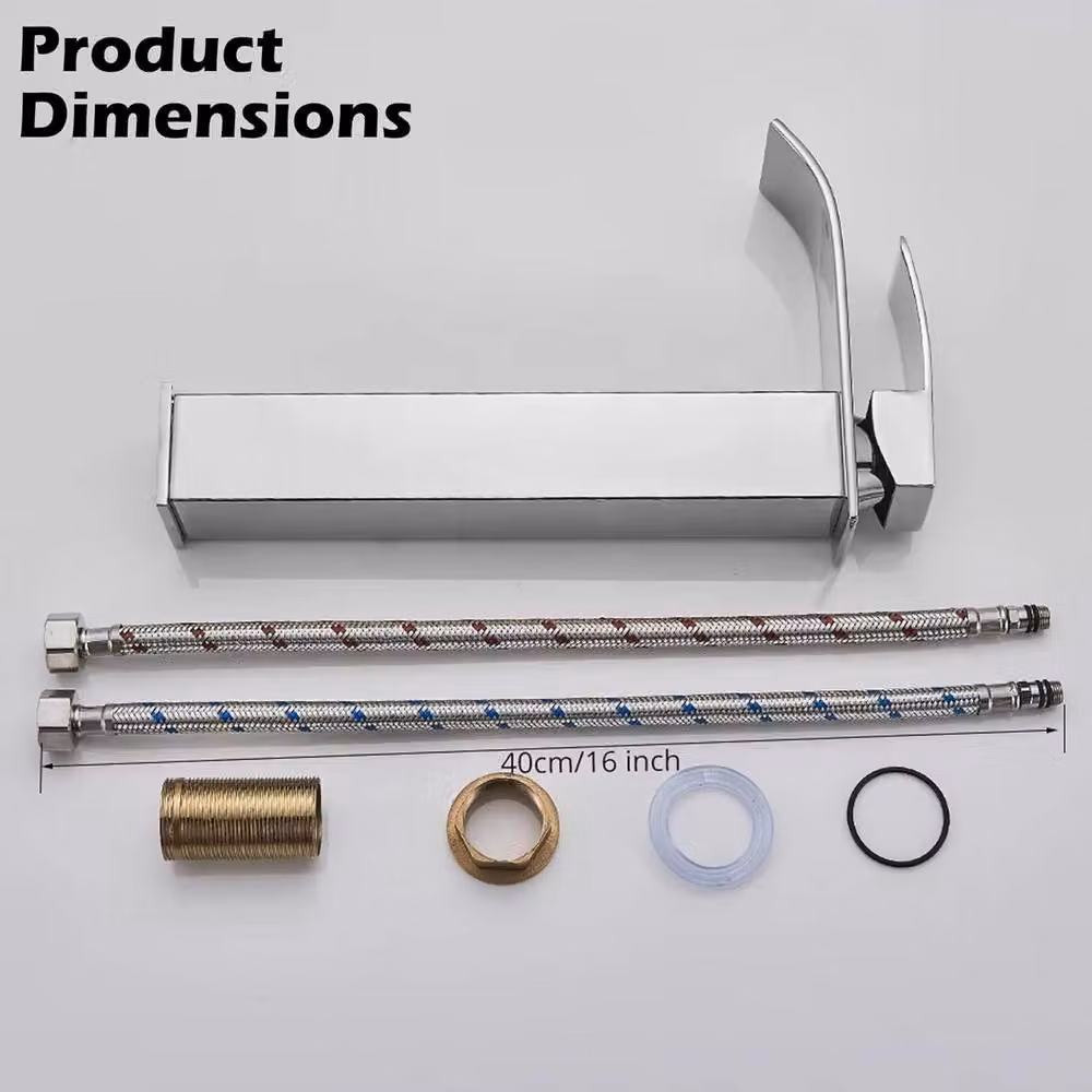 ATEK Silver Waterfall Tall Basin Mixer Tap, Chrome Finish Single Lever Brass Monobloc Faucet for Bathroom or Kitchen Sinks – 2