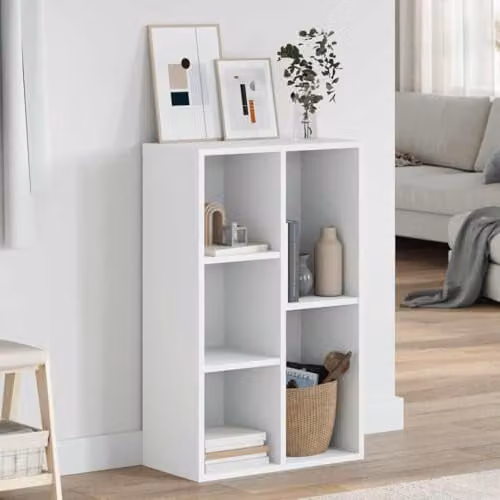 vidaXL Modern White MDF Book Cabinet and Sideboard, W/D/H: 50 x 25 x 80 cm – 2