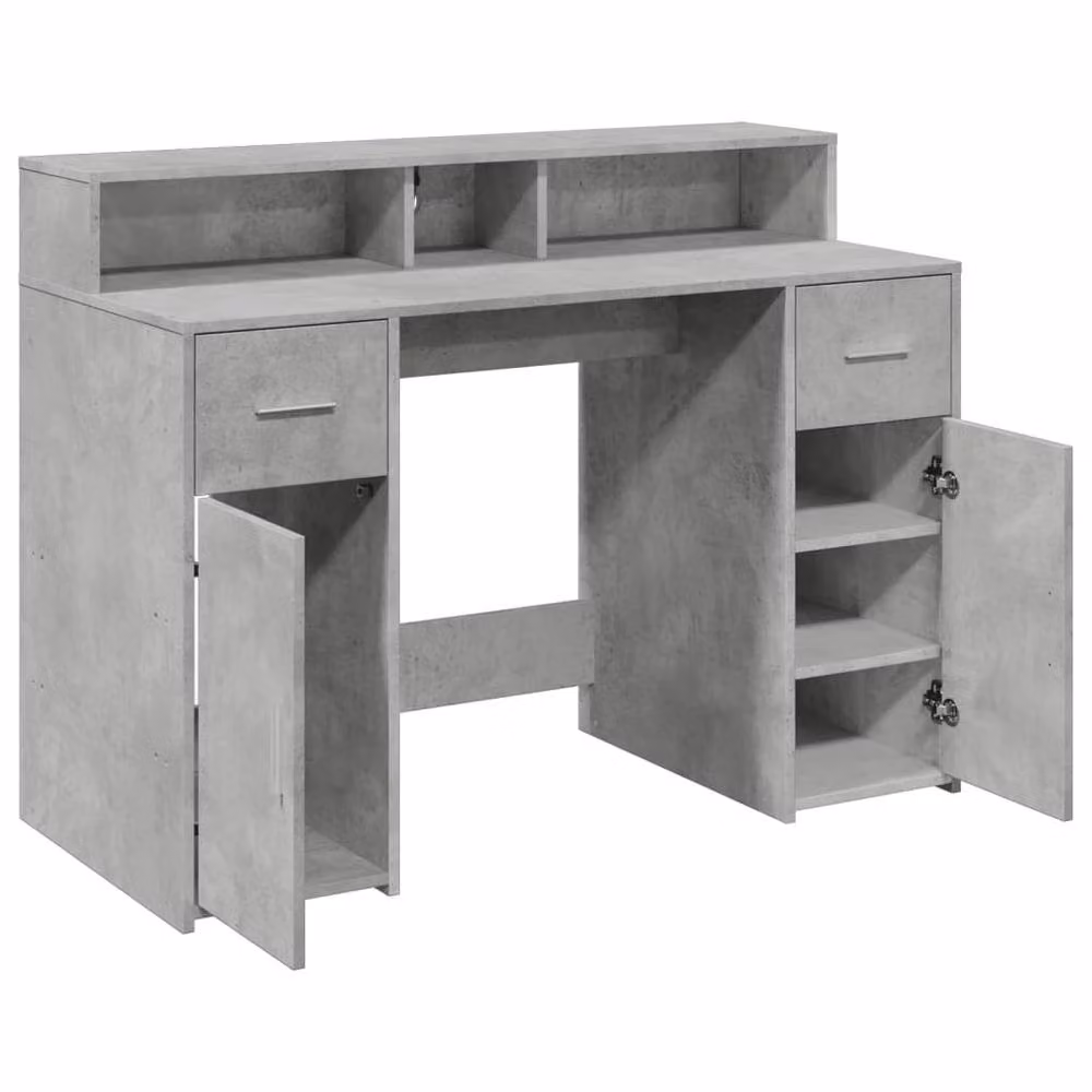 Berkfield Modern Gaming Desk with LED Lights in Grey, W/D/H: 120 x 55 x 91 cm – 4
