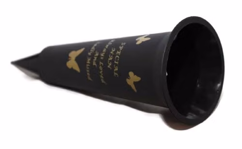 David Fischhoff Nan Memorial Grave Spiked Flower Vase in Black and Gold Plastic – 2