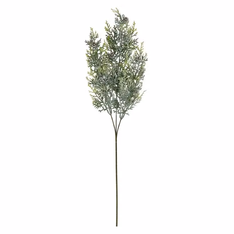 Love Lace Frosted Pine Tall Stem with Pinecones Artificial Flower in White and Green – 3