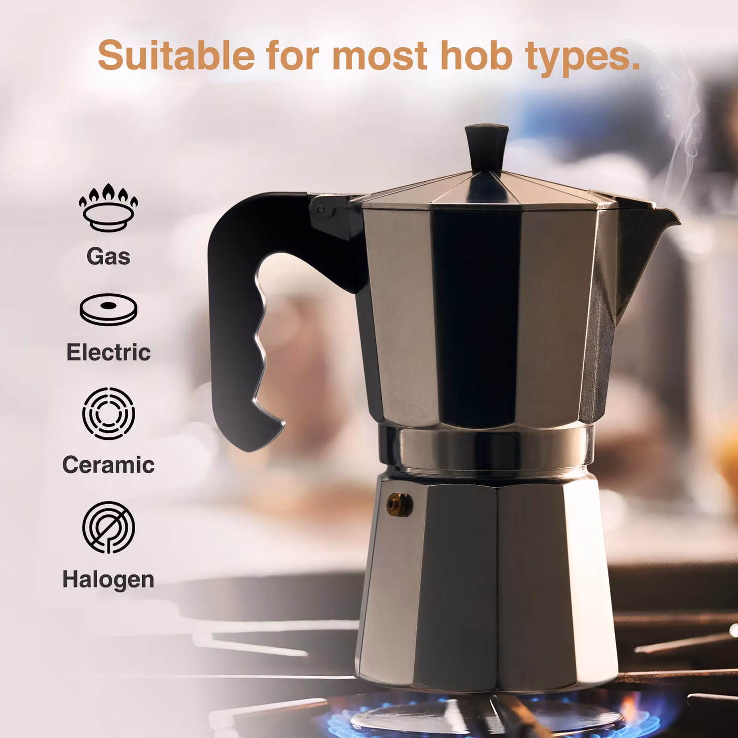 VonShef 6 Cup Stovetop Espresso Coffee Maker in Metallic Silver – 5