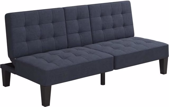 Dorel Home Adalynn Convertible Upholstered Sofa Bed in Blue Fabric with Cup Holder