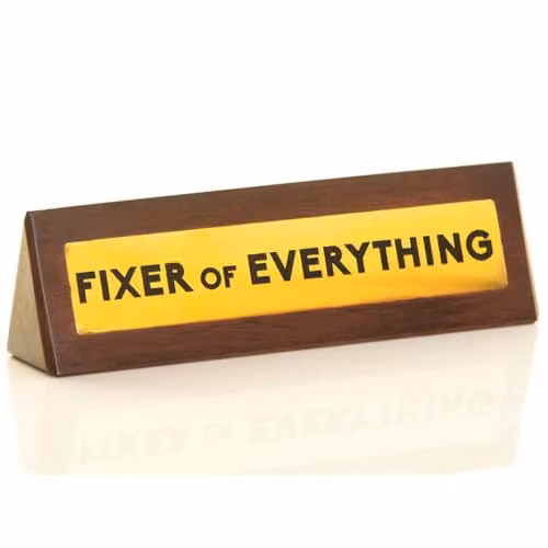 Boxer Gifts Fixer of Everything Novelty Wooden Desk Plaque Sign in Brown and Gold