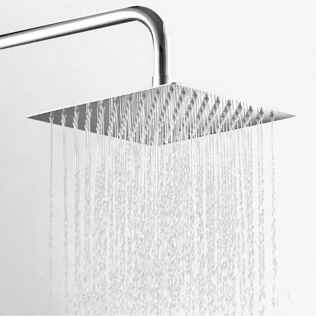Kelvenix Square Chrome Stainless Steel Overhead Shower Head, Silver, Diameter: 25.4 cm