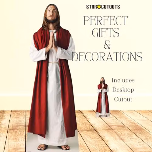 Star Cutouts Lifesize Jesus Christ Cardboard Cutout with Mini Cutout, Multi-Colour, H 187 x W 67 x D 187 cm – 2