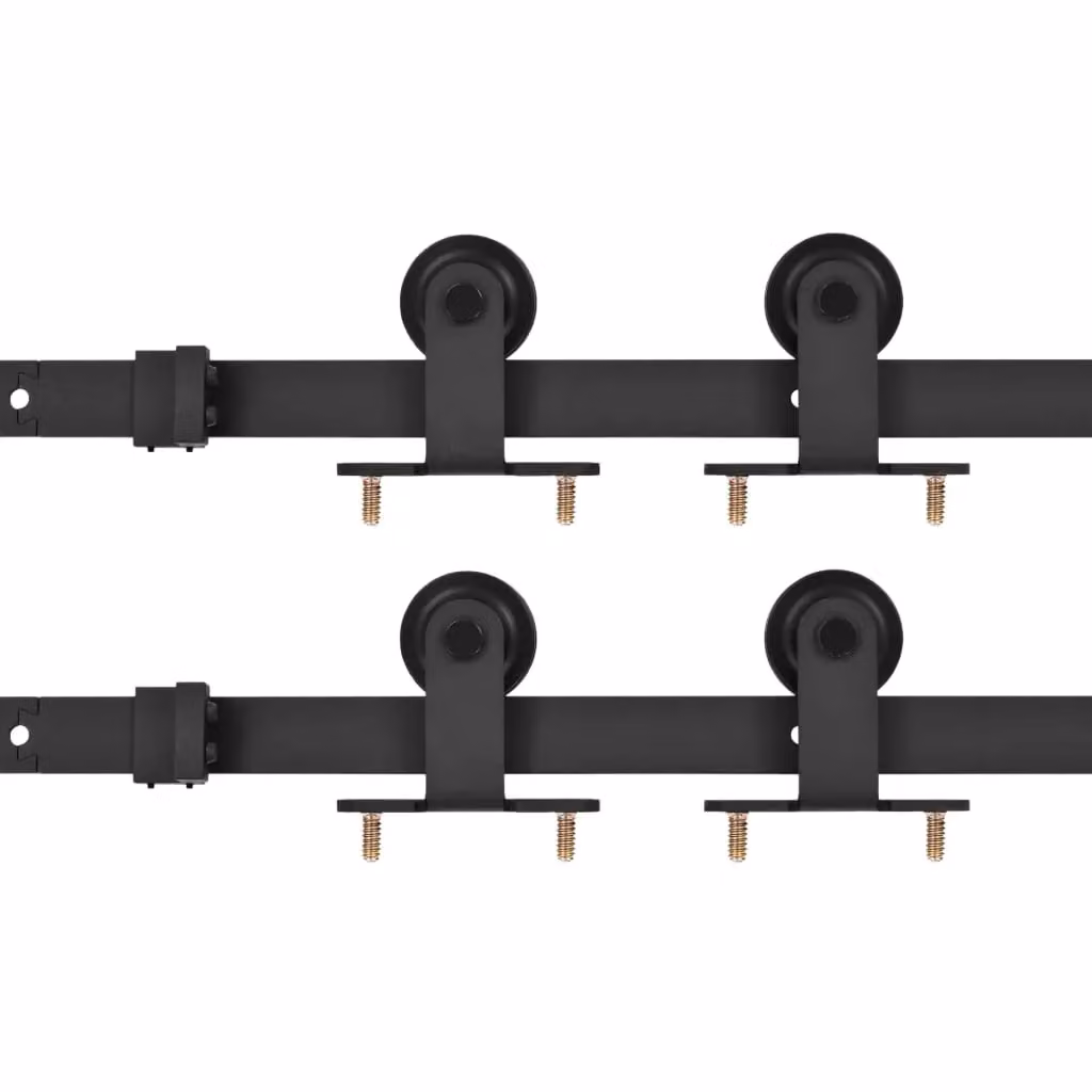 Berkfield Home Sliding Door Hardware Kit, 2 Piece Steel Set in Black, Length: 200 cm – 2