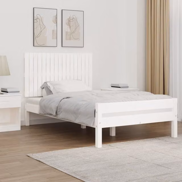 Berkfield Home White Solid Wood Pine Wall Headboard, W: 108 cm, D: 3 cm, H: 60 cm