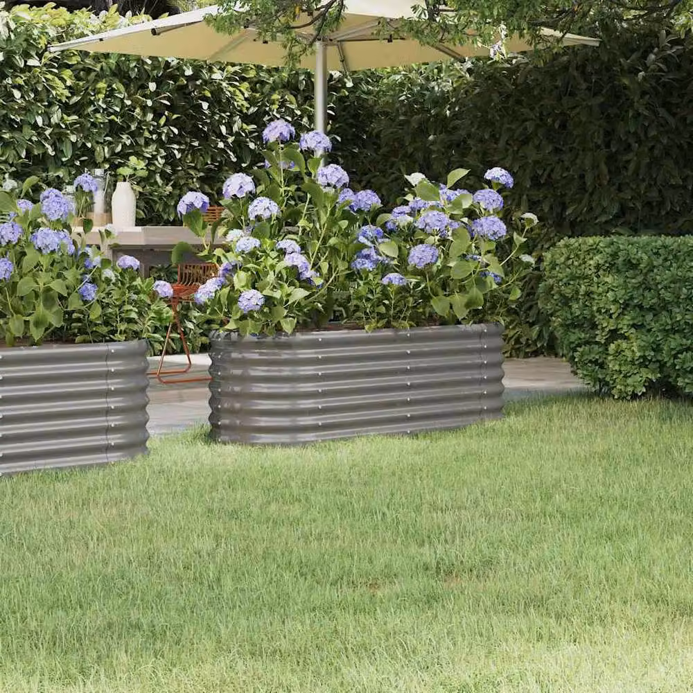 Berkfield Home Garden Powder-coated Steel Raised Bed in Grey, W/D/H: 114 x 40 x 36 cm – 2