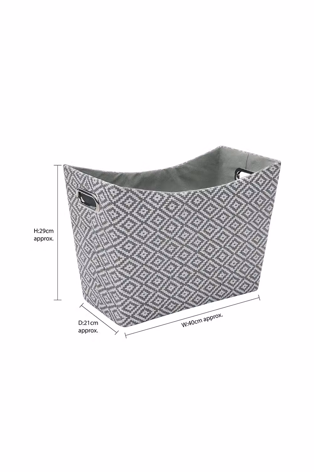 JVL Argyle Rectangular Paper Tapered Storage Basket in Grey with Handles – 3