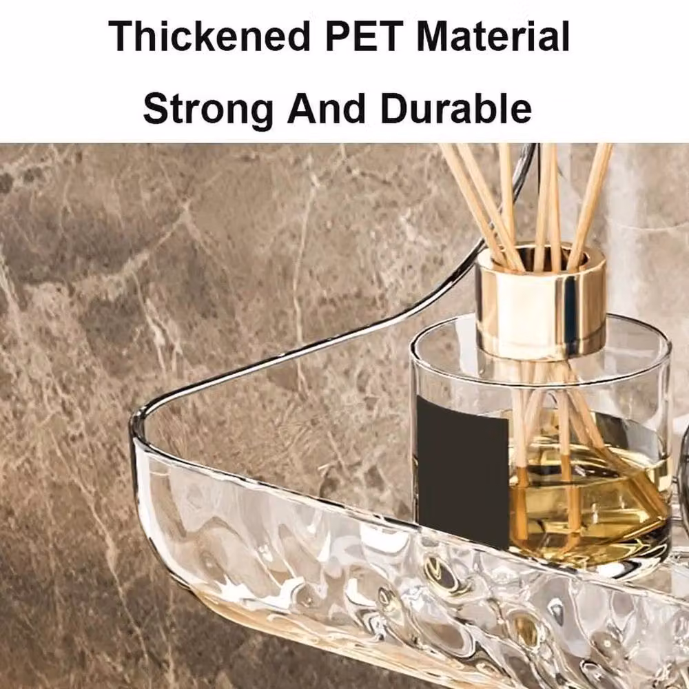 SPETLEK 2-Pack No Drill Adhesive Shower Caddy Shelves in Transparent Plastic – 3