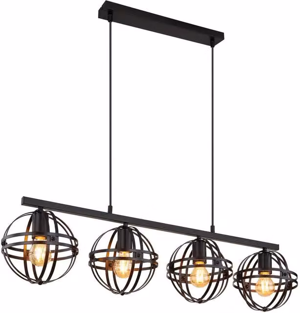 Netlighting Tamara I Bar Pendant Ceiling Light, Black, W/D/H: 120 x 20 x 20 cm, 4x E27 – 1