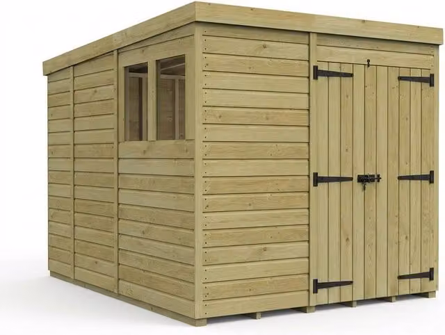 Buttercup Farm Brown Timber Pent Garden Shed with Double Doors and Windows – 1