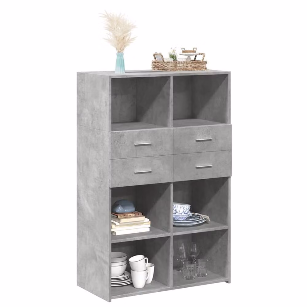 Berkfield Home Highboard in Concrete Grey, W/D/H: 80 x 42.5 x 124 cm – 3