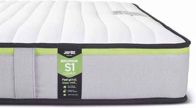 Jay-Be Benchmark S1 Comfort Sprung Bonell Spring Mattress, Green, W/D/H: 120 x 200 cm