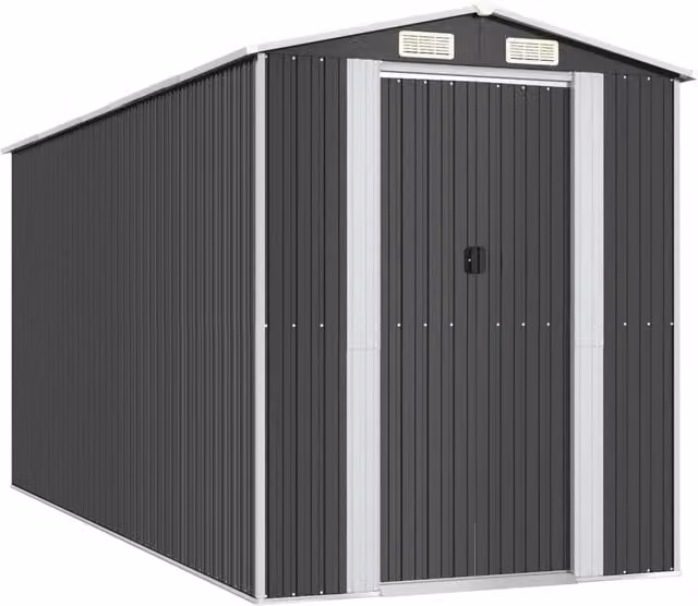 Berkfield Home Anthracite Galvanised Steel Garden Shed with Sliding Gable Doors W/D/H: 192 x 440 x 223 cm – 1