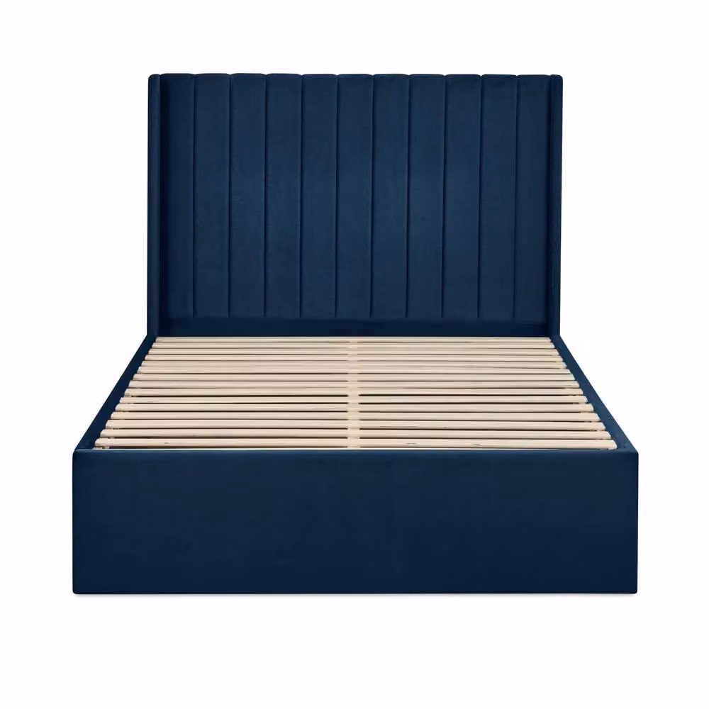 Cheshire Coral Royal Blue Velvet Upholstered King Bed with Dual Storage Doors, W/D/H: 150 x 200 cm, Navy Blue – 4