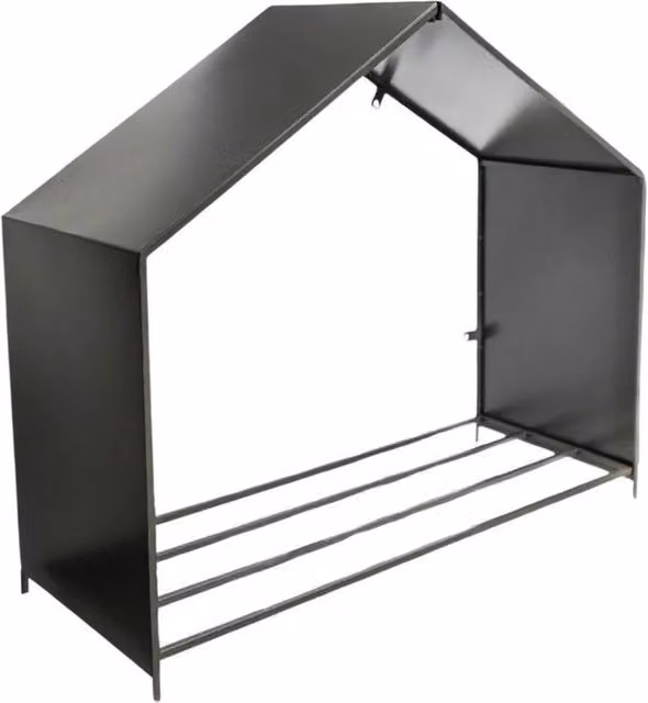 Lemon Pavilion Grey Galvanised Steel Outdoor Log Storage, W100 x D38 x H88 cm – 1