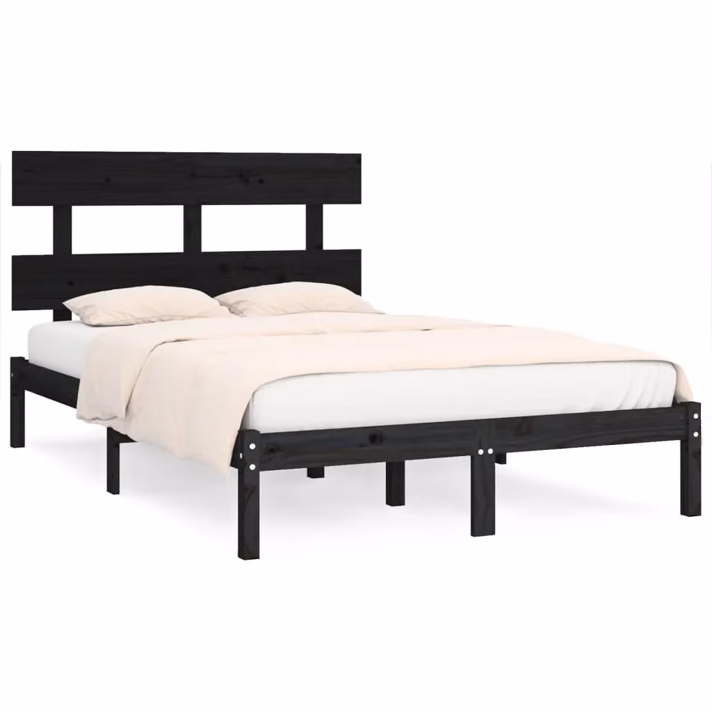 Berkfield Home Black Solid Pine Wood Bed Frame W/D/H: 200 x 200 x 31 cm – 2