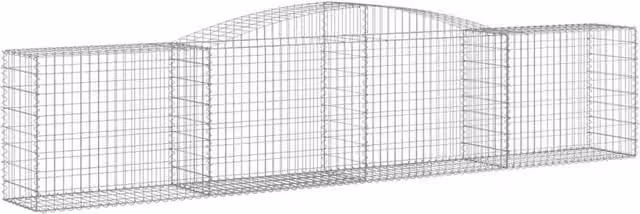 Berkfield Home Decorative Arched Gabion Baskets, 2 Pieces, Silver Galvanised Steel, W/D/H: 400 x 50 x 80/100 cm