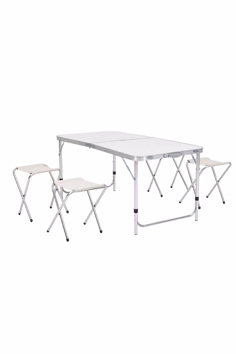 Garden Sanctuary Portable Lightweight Aluminium Folding Picnic Table with 4 Stools Set in White – 3