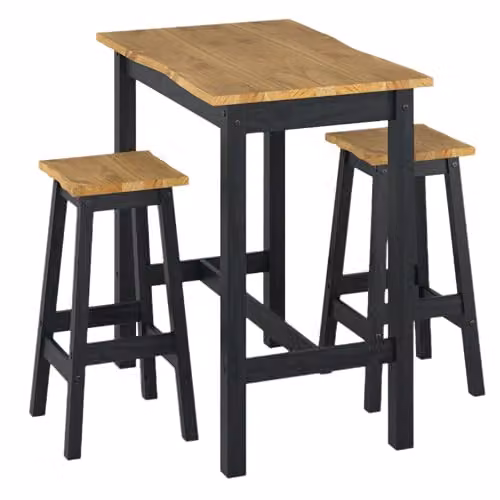 Core Products Corona Rustic Pine Rectangular Dining Set with 3 Chairs in Black, Grey or White – 1