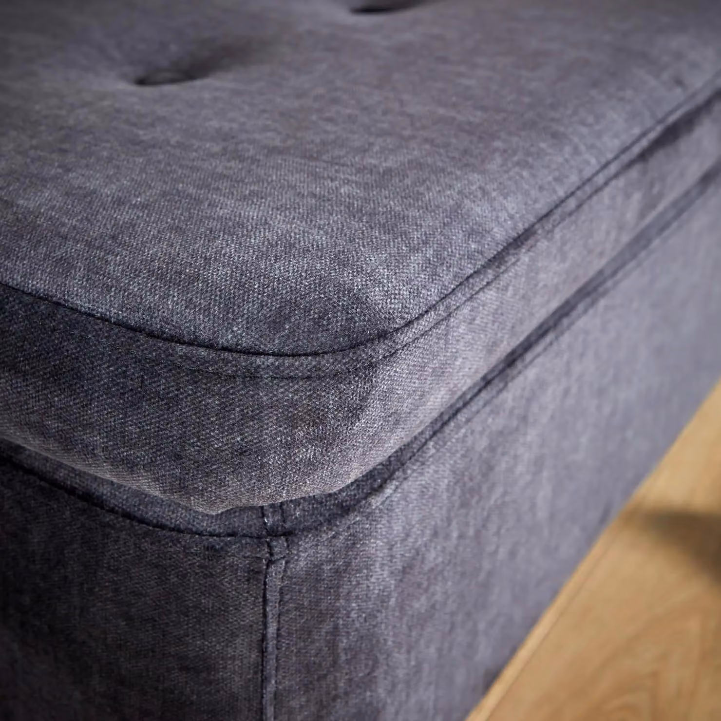 Home Source Velvet Fabric Ottoman Storage Box with Wooden Legs in Black – 4