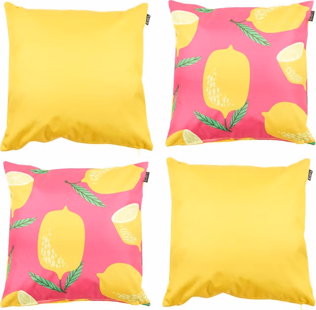 icon Set of 4 Yellow Fruit Print Square Scatter Cushions, W/D: 43 x 43 cm
