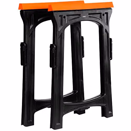 VonHaus Folding Saw Horse Twin Pack in Black, Weather Resistant Steel Trestles with Rubber Inserts and 150kg Max Load – 7