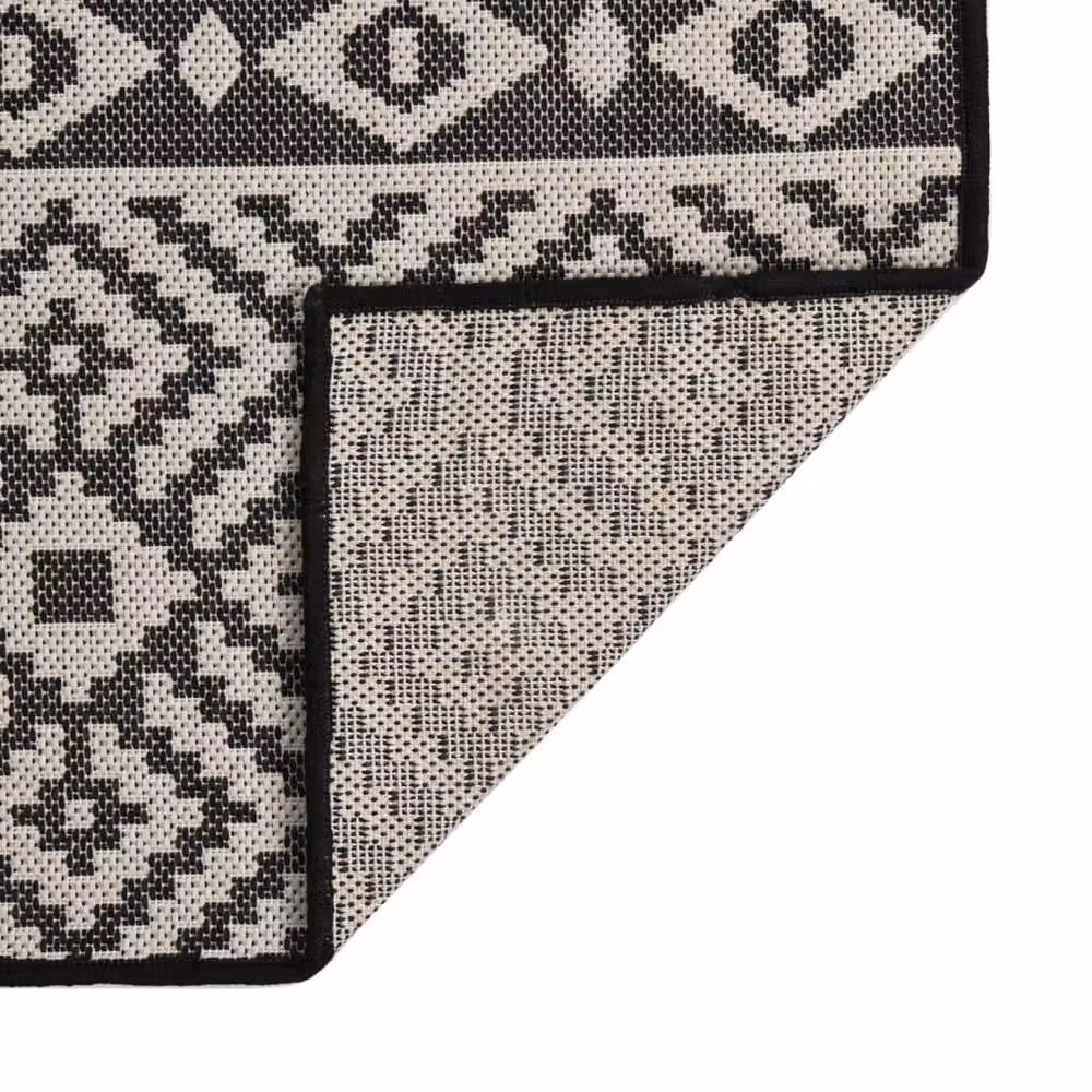 Berkfield Home Outdoor Flatweave Striped Rug in Black, W/D: 200 x 280 cm – 3