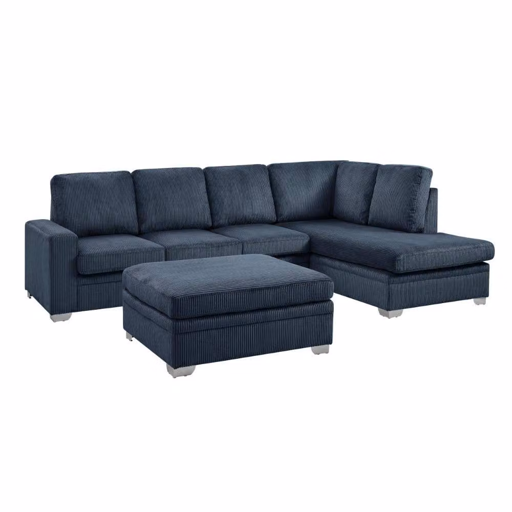 Home Detail Alcott Right Hand Facing Corner Sofa with Matching Ottoman in Blue – 2