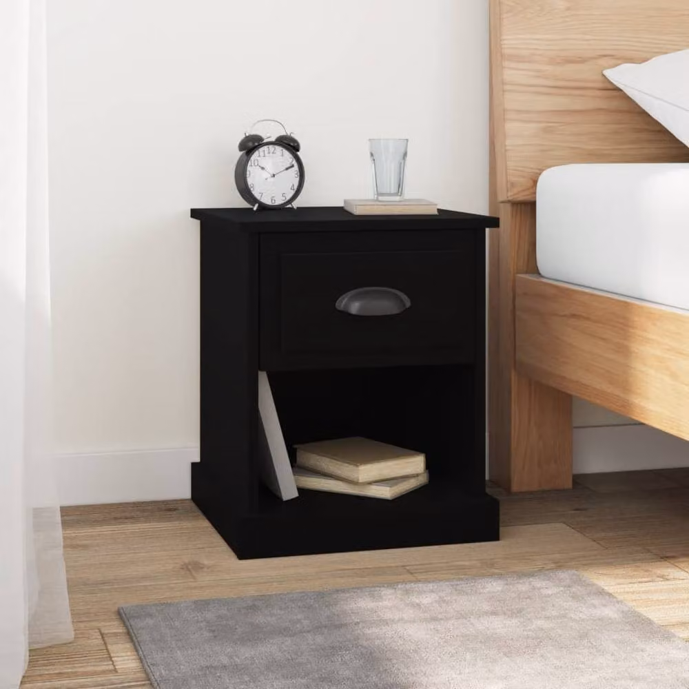 Berkfield Home Set of 2 Modern Black Bedside Cabinets, W/D/H: 39 x 39 x 47.5 cm – 2