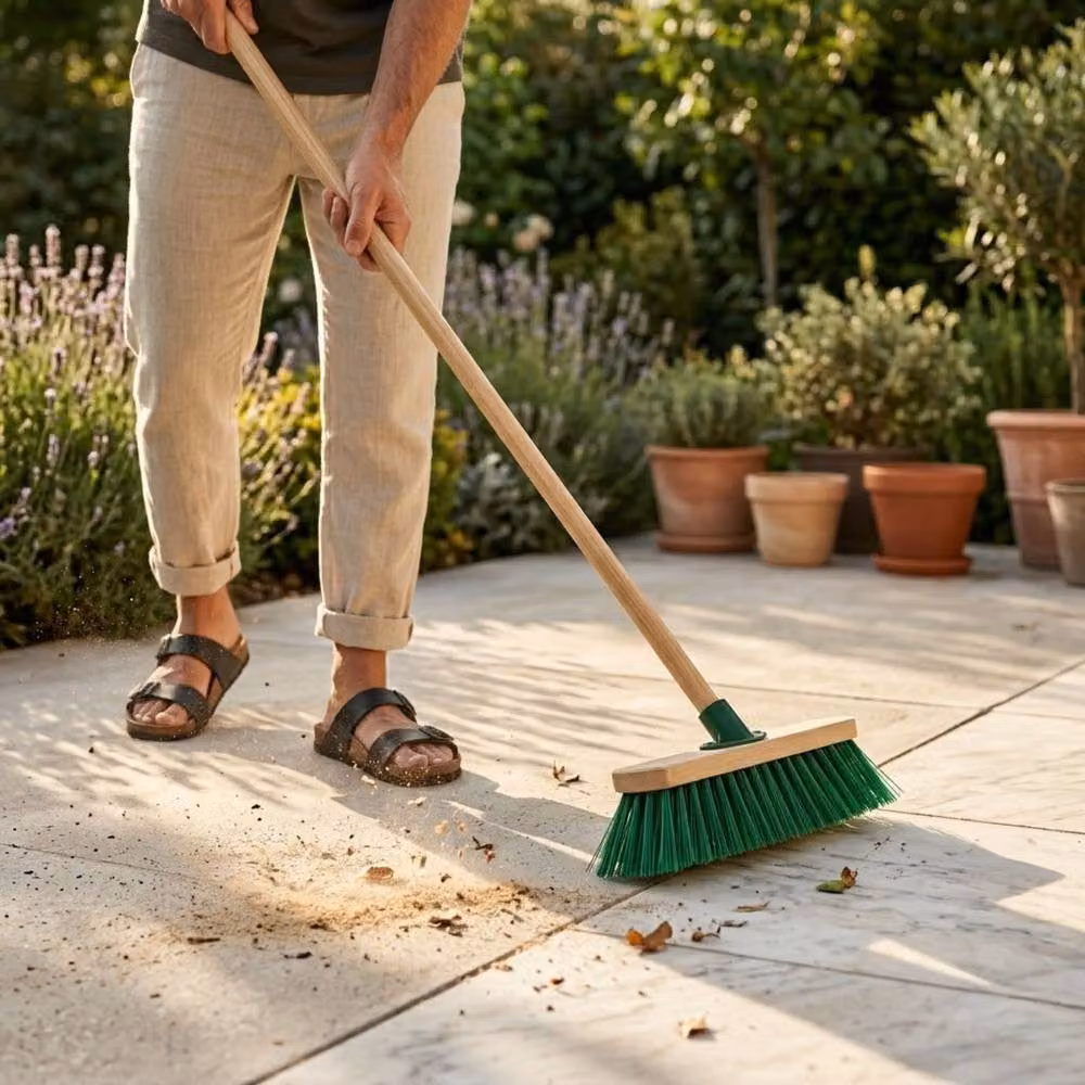Bedsland Heavy Duty Broom with Green Bristles and Wooden Block, Width: 30.48 cm – 4