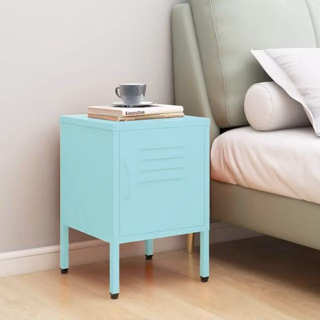 Berkfield Home Mint Nightstand in Blue Metal, W/D/H: 35 x 35 x 51 cm – 1