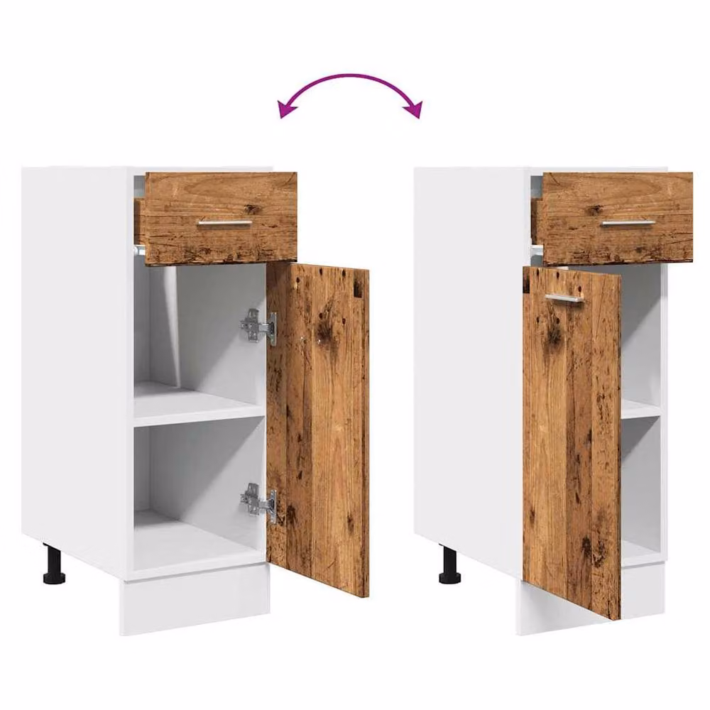 Berkfield Home Rustic Brown Kitchen Base Unit with Internal Drawers and Shelves, W/D/H: 30 x 46 x 81.5 cm – 3
