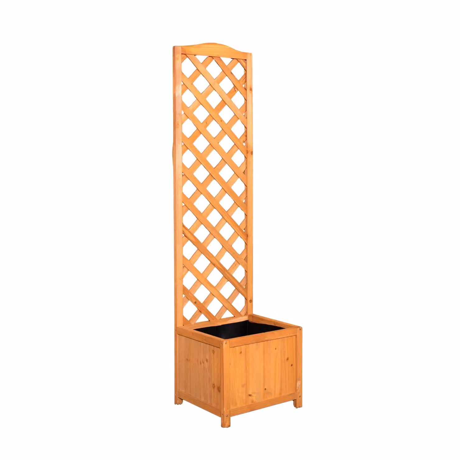 Samuel Alexander Brown Wooden Freestanding Garden Trellis with Raised Bed Planter, H: 160 cm – 3
