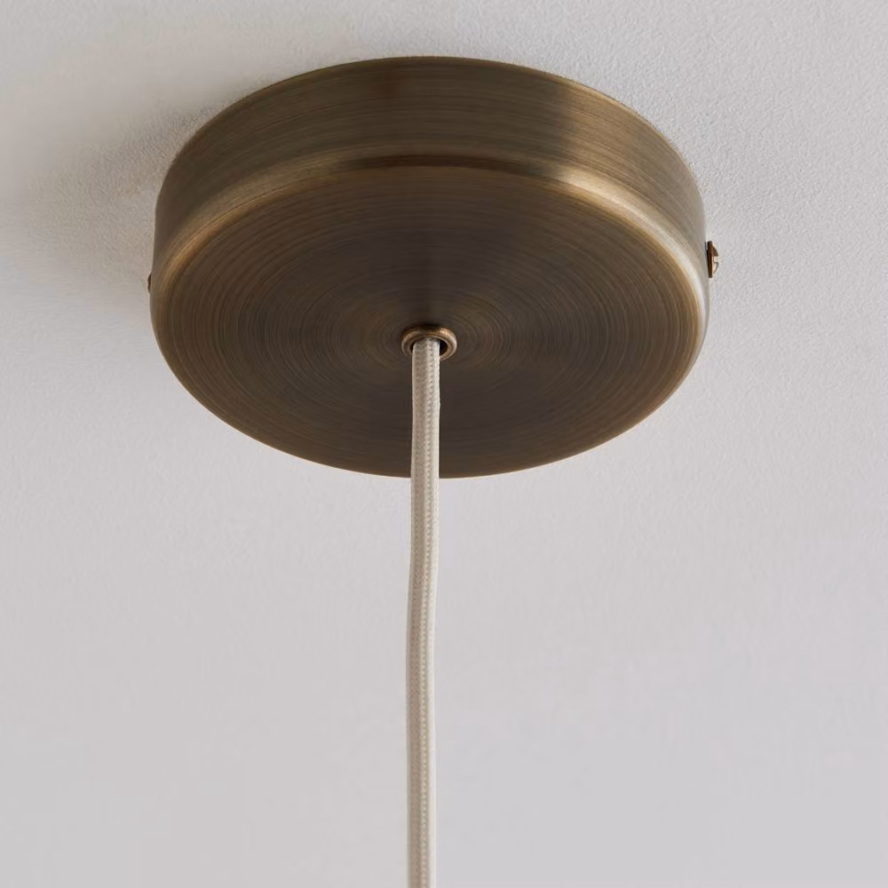 First Choice Lighting Oberon Antique Brass Ceiling Pendant Light with White Stone Shade in Bronze – 2