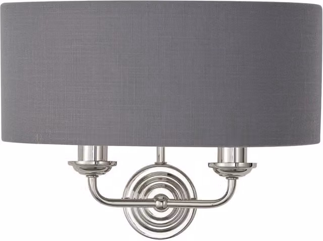 Loops Dimmable Wall Light in Silver Metal and Grey Fabric – 1