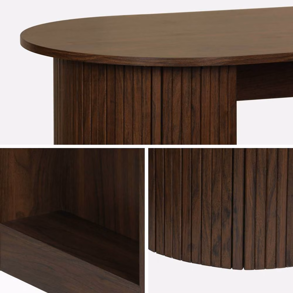 sweeek Modern Rectangular Bar Table with Storage in Brown, W/D/H: 120 x 40 x 100 cm – 4