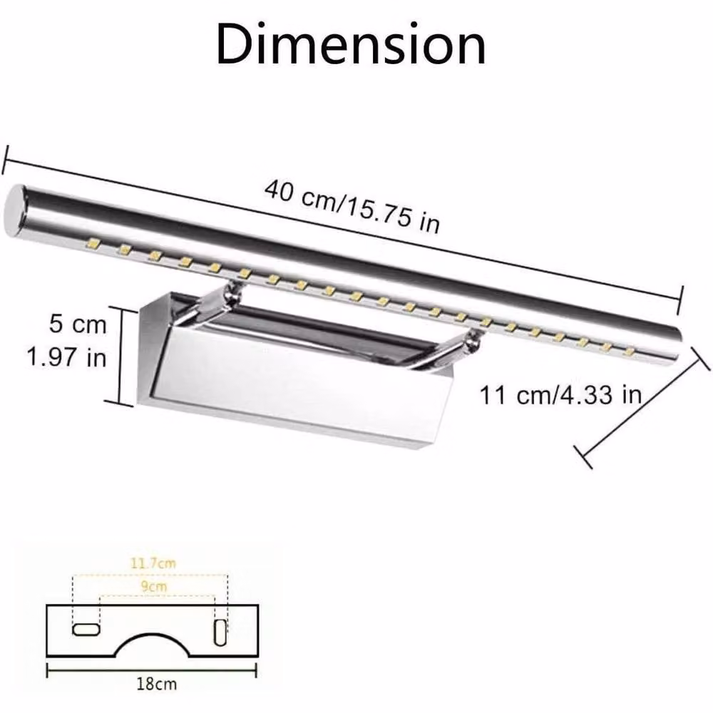 PAWNORA LED Silver Metal Bath Wall Light for Mirror and Cabinet – 2
